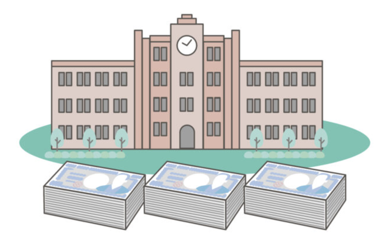 돈이 많이 드는 학교의 일러스트